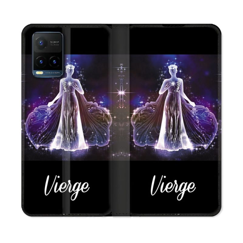Housse cuir portefeuille Pour Vivo Y21 / Y21S / Y33S Signe Zodiaque 2 Vierge