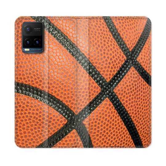 Housse cuir portefeuille Pour Vivo Y21 / Y21S / Y33S Sport Ballon Basket