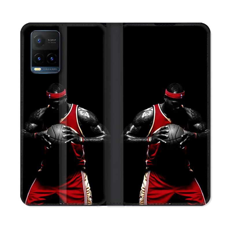 Housse cuir portefeuille Pour Vivo Y21 / Y21S / Y33S Sport Basketeur