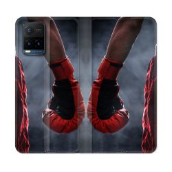 Housse cuir portefeuille Pour Vivo Y21 / Y21S / Y33S Sport Boxe Gant Rouge