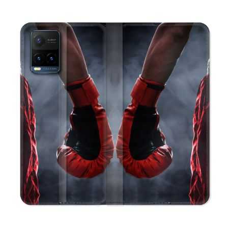 Housse cuir portefeuille Pour Vivo Y21 / Y21S / Y33S Sport Boxe Gant Rouge