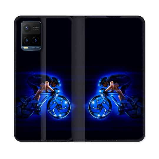Housse cuir portefeuille Pour Vivo Y21 / Y21S / Y33S Sport Cyclisme Bleu