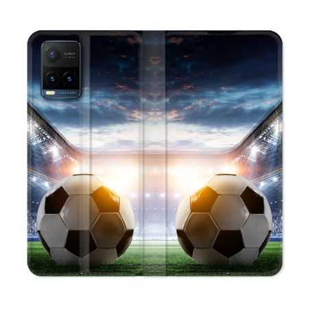 Housse cuir portefeuille Pour Vivo Y21 / Y21S / Y33S Sport Football Stade