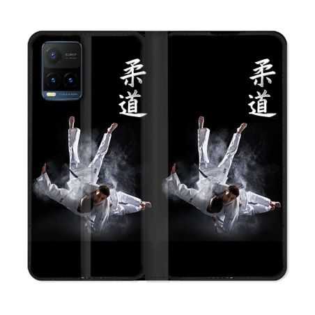 Housse cuir portefeuille Pour Vivo Y21 / Y21S / Y33S Sport Judo Noir