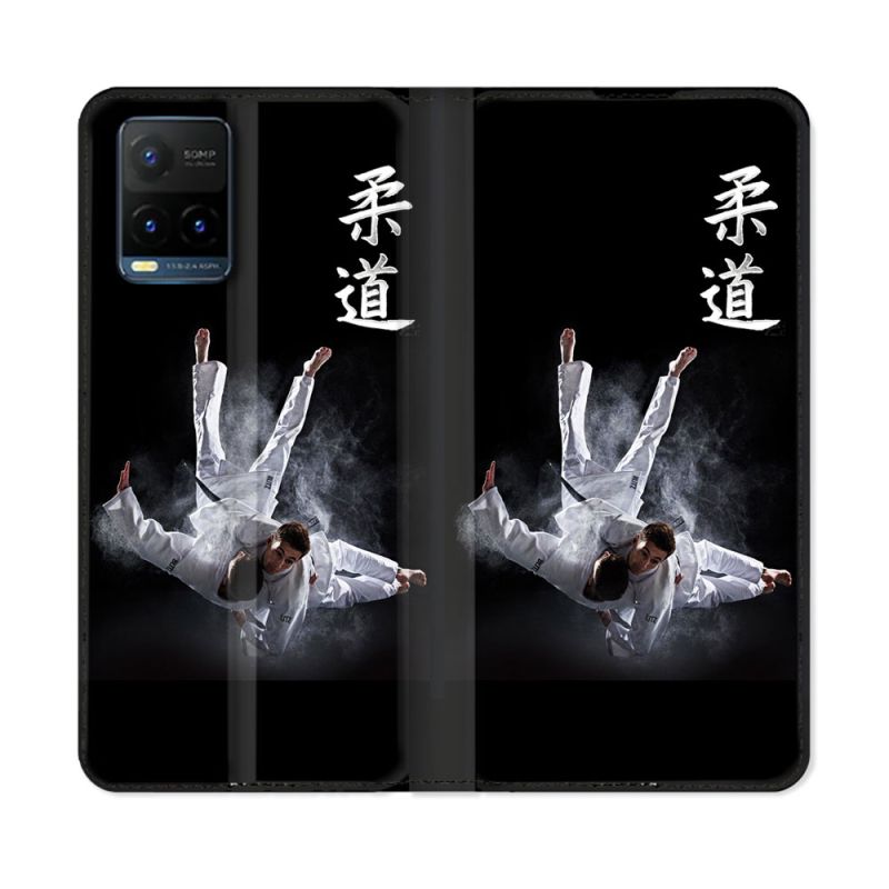 Housse cuir portefeuille Pour Vivo Y21 / Y21S / Y33S Sport Judo Noir