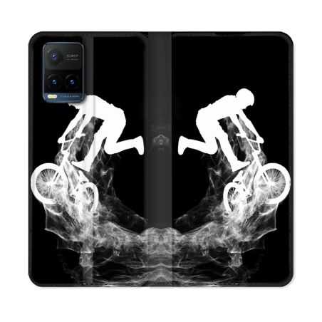 Housse cuir portefeuille Pour Vivo Y21 / Y21S / Y33S Sport VTT Noir