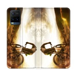 Housse cuir portefeuille Pour Vivo Y21 / Y21S / Y33S Sport VTT Soleil