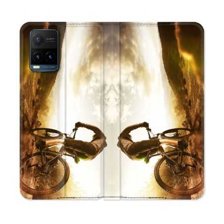 Housse cuir portefeuille Pour Vivo Y21 / Y21S / Y33S Sport VTT Soleil