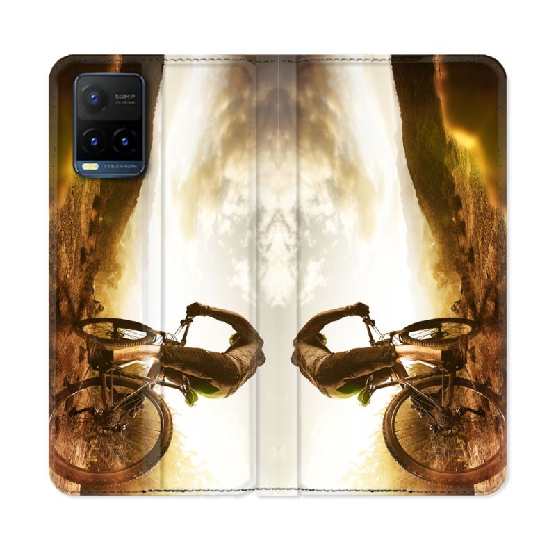 Housse cuir portefeuille Pour Vivo Y21 / Y21S / Y33S Sport VTT Soleil