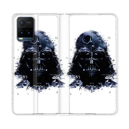 Housse cuir portefeuille Pour Vivo Y21 / Y21S / Y33S Star Wars - Dark Vador Blanc