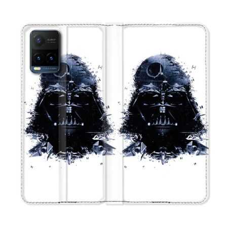 Housse cuir portefeuille Pour Vivo Y21 / Y21S / Y33S Star Wars - Dark Vador Blanc