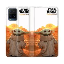 Housse cuir portefeuille Pour Vivo Y21 / Y21S / Y33S Star Wars - Yoda bebe soleil