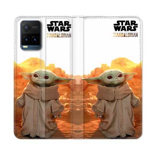 Housse cuir portefeuille Pour Vivo Y21 / Y21S / Y33S Star Wars - Yoda bebe soleil