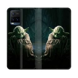 Housse cuir portefeuille Pour Vivo Y21 / Y21S / Y33S Star Wars - Yoda sombre