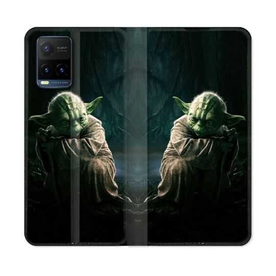 Housse cuir portefeuille Pour Vivo Y21 / Y21S / Y33S Star Wars - Yoda sombre