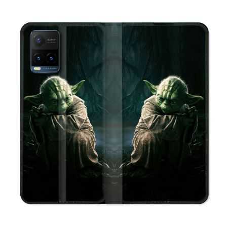 Housse cuir portefeuille Pour Vivo Y21 / Y21S / Y33S Star Wars - Yoda sombre