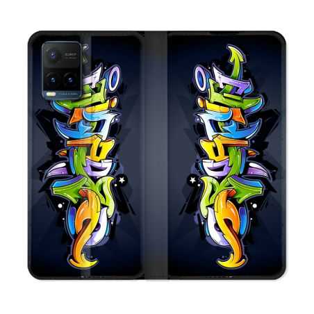Housse cuir portefeuille Pour Vivo Y21 / Y21S / Y33S Street Art Graffiti