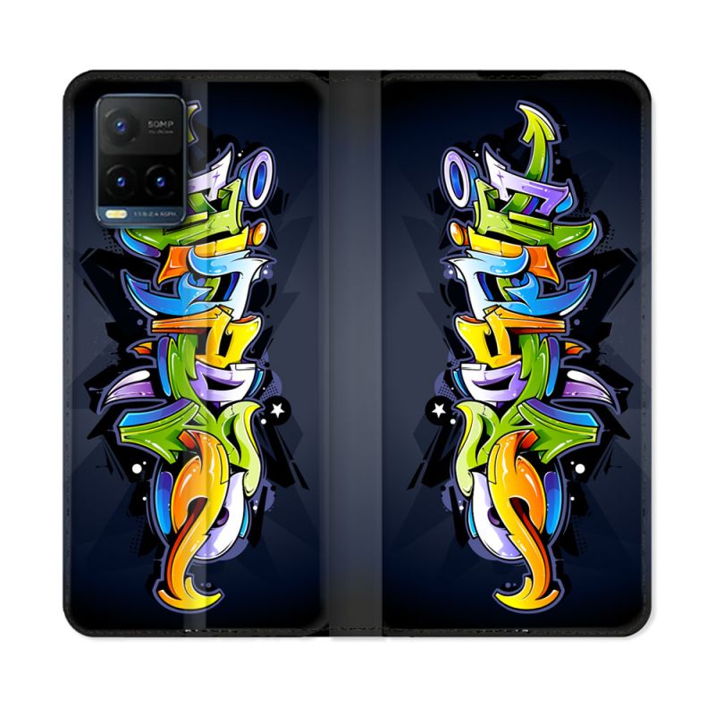 Housse cuir portefeuille Pour Vivo Y21 / Y21S / Y33S Street Art Graffiti