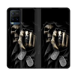 Housse cuir portefeuille Pour Vivo Y21 / Y21S / Y33S Tete de Mort Your Next
