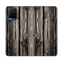 Housse cuir portefeuille Pour Vivo Y21 / Y21S / Y33S Texture Bois