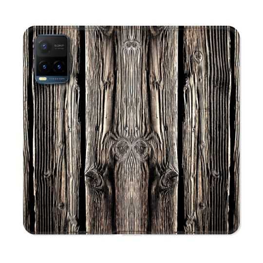 Housse cuir portefeuille Pour Vivo Y21 / Y21S / Y33S Texture Bois