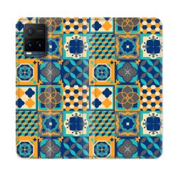 Housse cuir portefeuille Pour Vivo Y21 / Y21S / Y33S Texture Carreau Ciment Orange