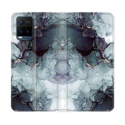 Housse cuir portefeuille Pour Vivo Y21 / Y21S / Y33S Texture Marbre Gris