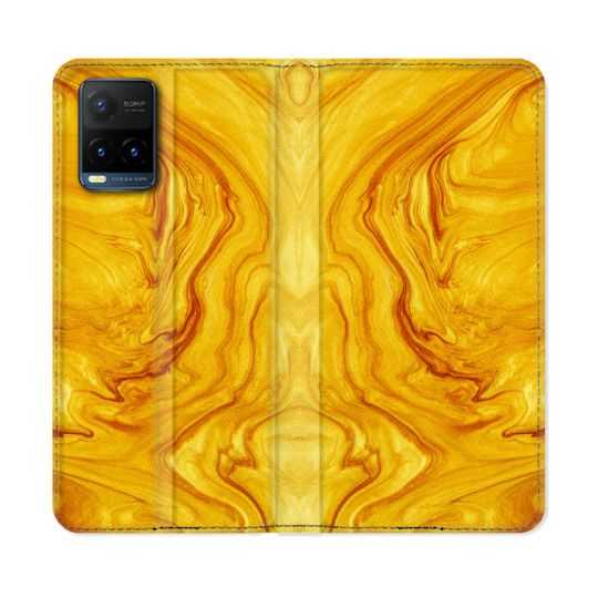 Housse cuir portefeuille Pour Vivo Y21 / Y21S / Y33S Texture Marbre Jaune