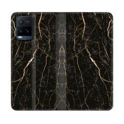 Housse cuir portefeuille Pour Vivo Y21 / Y21S / Y33S Texture Marbre Noir