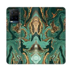 Housse cuir portefeuille Pour Vivo Y21 / Y21S / Y33S Texture Marbre Vert