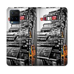 Housse cuir portefeuille Pour Vivo Y21 / Y21S / Y33S Voyage Amerique USA New York Taxi