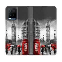 Housse cuir portefeuille Pour Vivo Y21 / Y21S / Y33S Voyage Angleterre Londres Vintage