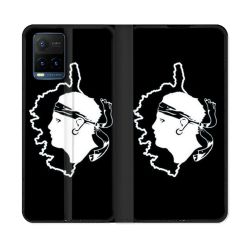 Housse cuir portefeuille Pour Vivo Y21 / Y21S / Y33S Voyage Corse Noir