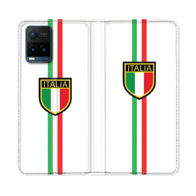 Housse cuir portefeuille Pour Vivo Y21 / Y21S / Y33S Voyage Italie 3 Blanc