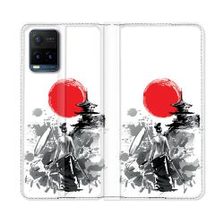 Housse cuir portefeuille Pour Vivo Y21 / Y21S / Y33S Voyage Japon Femme