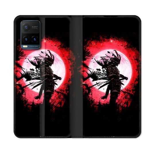 Housse cuir portefeuille Pour Vivo Y21 / Y21S / Y33S Voyage Japon Samourai