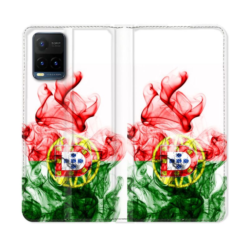 Housse cuir portefeuille Pour Vivo Y21 / Y21S / Y33S Voyage Portugal Flamme