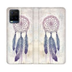 Housse cuir portefeuille Pour Vivo Y21 / Y21S / Y33S Zen Attrape Reve Blanc