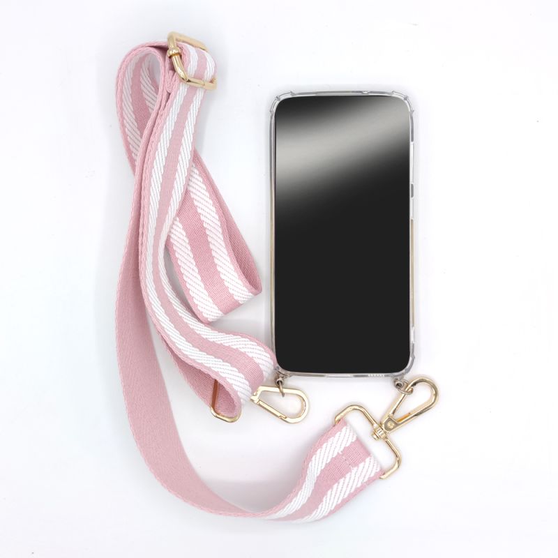 Coque Transparente Pour Oppo A53 / A53S avec Lanière / Bandoulière / Cordon téléphone réglable tissu Rose Blanc
