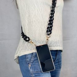 Coque Transparente Pour Iphone 13 (6.1) avec Lanière / Bandoulière / Cordon téléphone Anneaux Noir