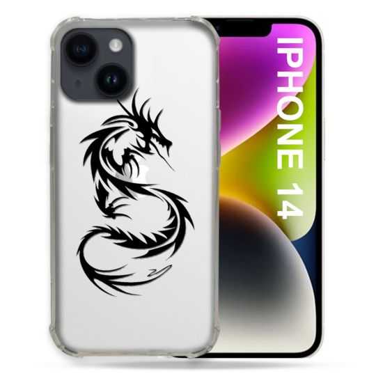 Coque Transparente Pour Iphone 14 (6.1) Dragon Noir