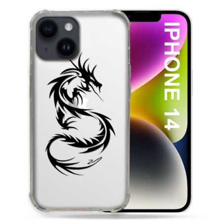 Coque Transparente Pour Iphone 14 (6.1) Dragon Noir