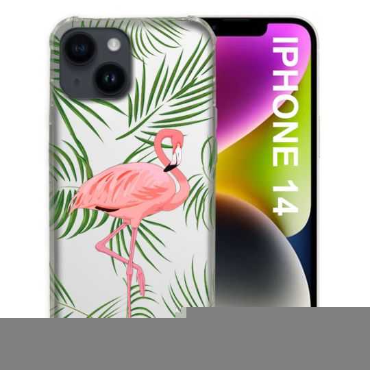 Coque Transparente Pour Iphone 14 (6.1) Flamant Rose