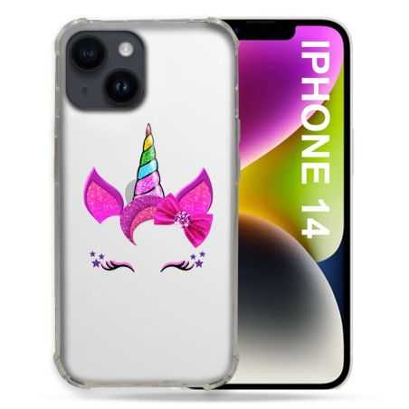 Coque Transparente Pour Iphone 14 (6.1) Licorne Paillette