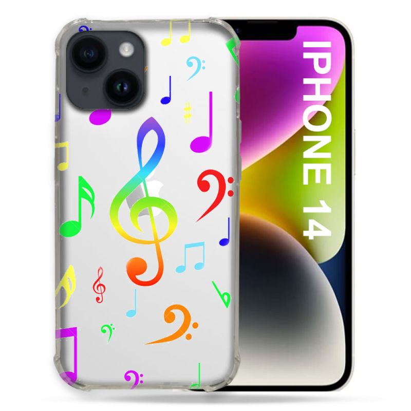 Coque Transparente Pour Iphone 14 (6.1) Note Musique Colore
