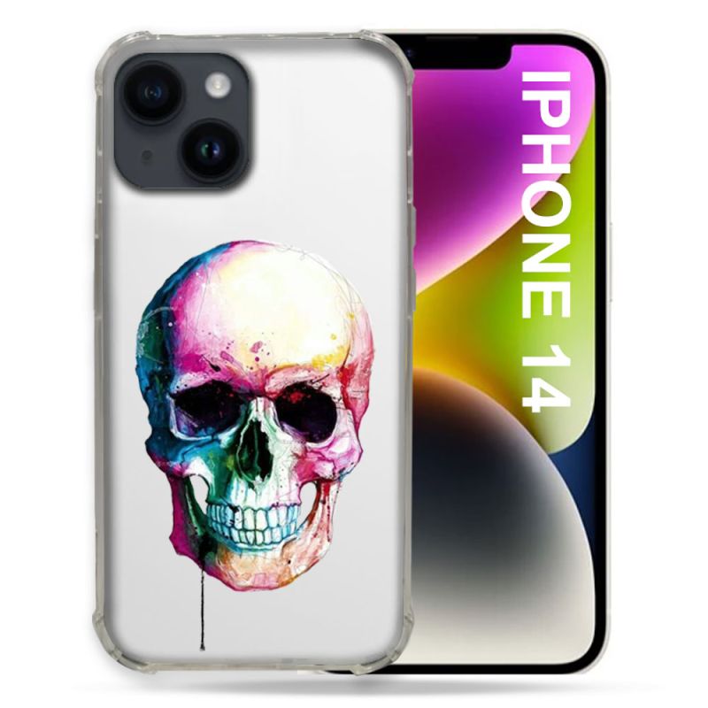 Coque Transparente Pour Iphone 14 (6.1) Skull Head Crane Colore