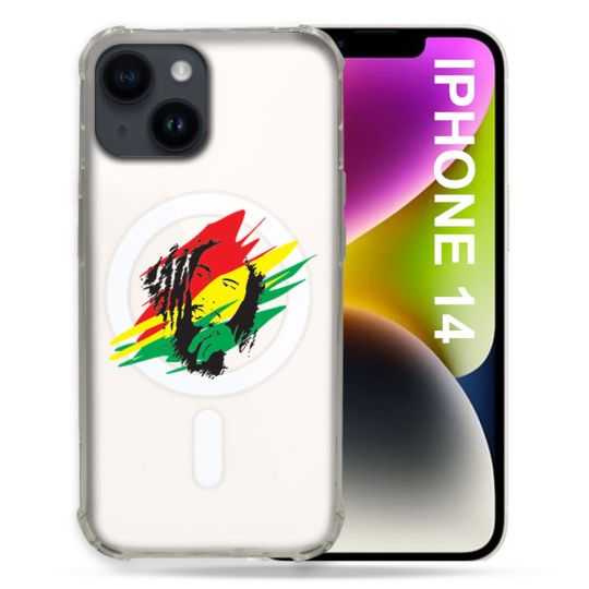 Coque Transparente Compatible MagSafe Pour Iphone 14 (6.1) Bob Marley Graf