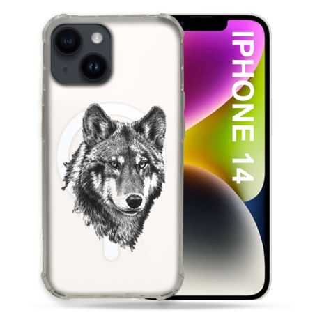 Coque Transparente Compatible MagSafe Pour Iphone 14 (6.1) Loup