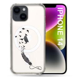 Coque Transparente Compatible MagSafe Pour Iphone 14 (6.1) Plume Infini