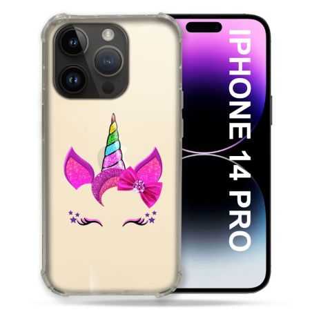 Coque Transparente Pour Iphone 14 Pro (6.1) Licorne Paillette